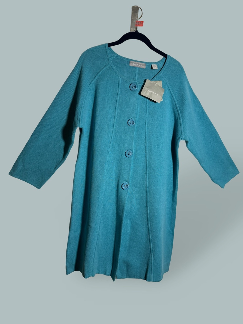 Liz Claiborne Teal Button-Front Women's Cardigan Sweater